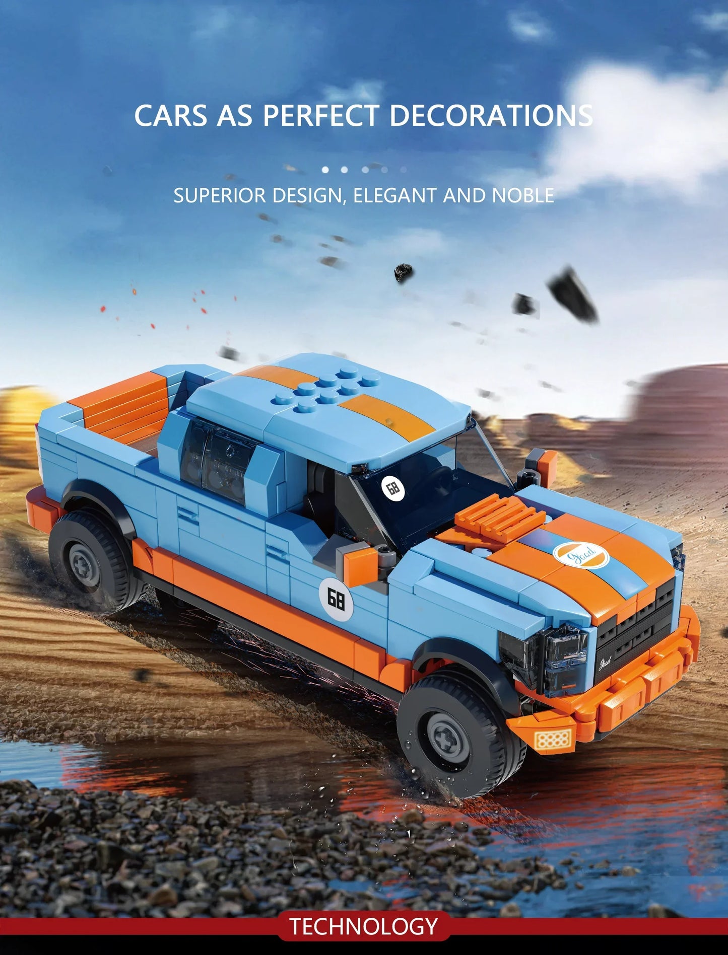 457PCS F-150 Pickup Truck Building Blocks City Freight Truck or Travel Trailer Model Bricks