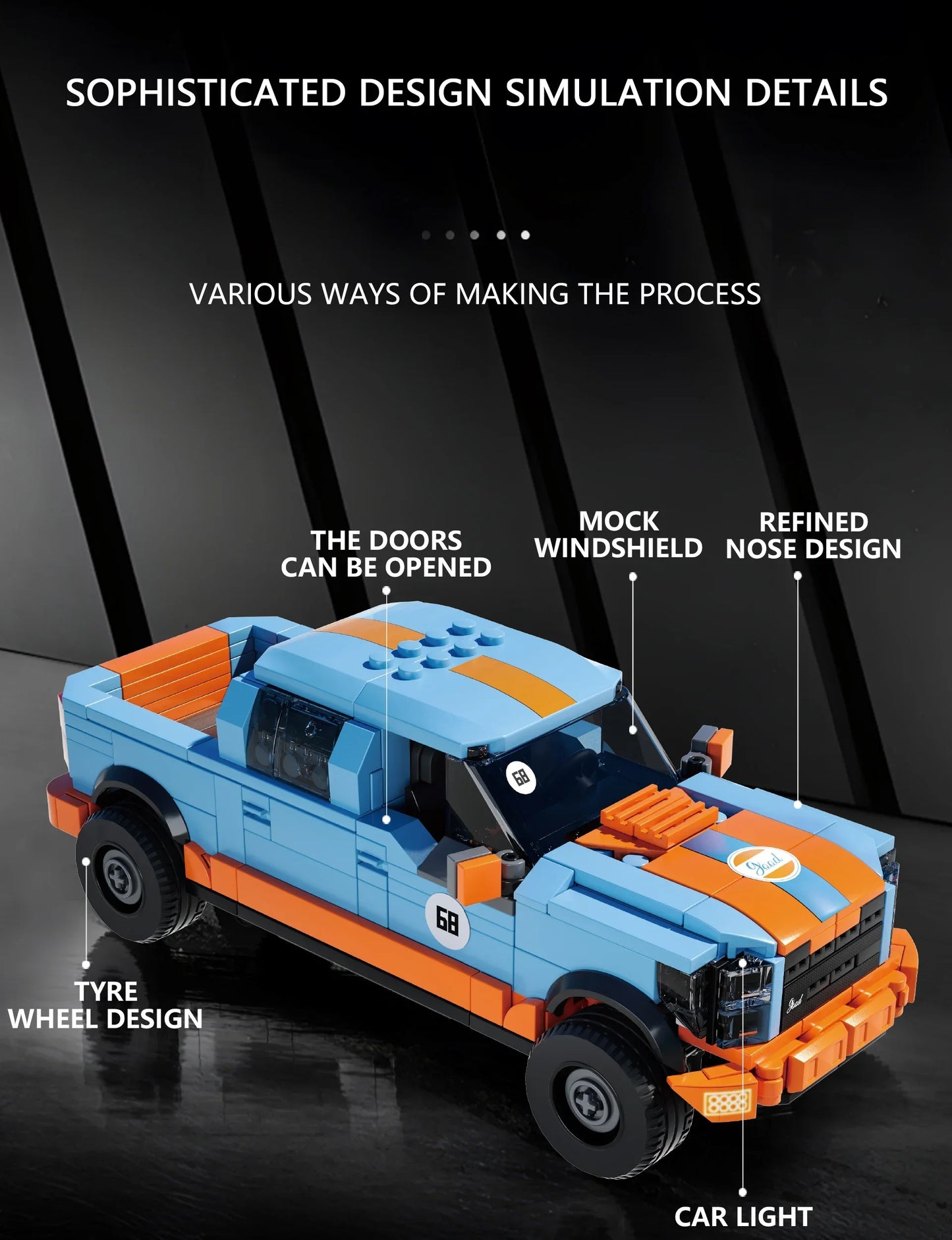 457PCS F-150 Pickup Truck Building Blocks City Freight Truck or Travel Trailer Model Bricks