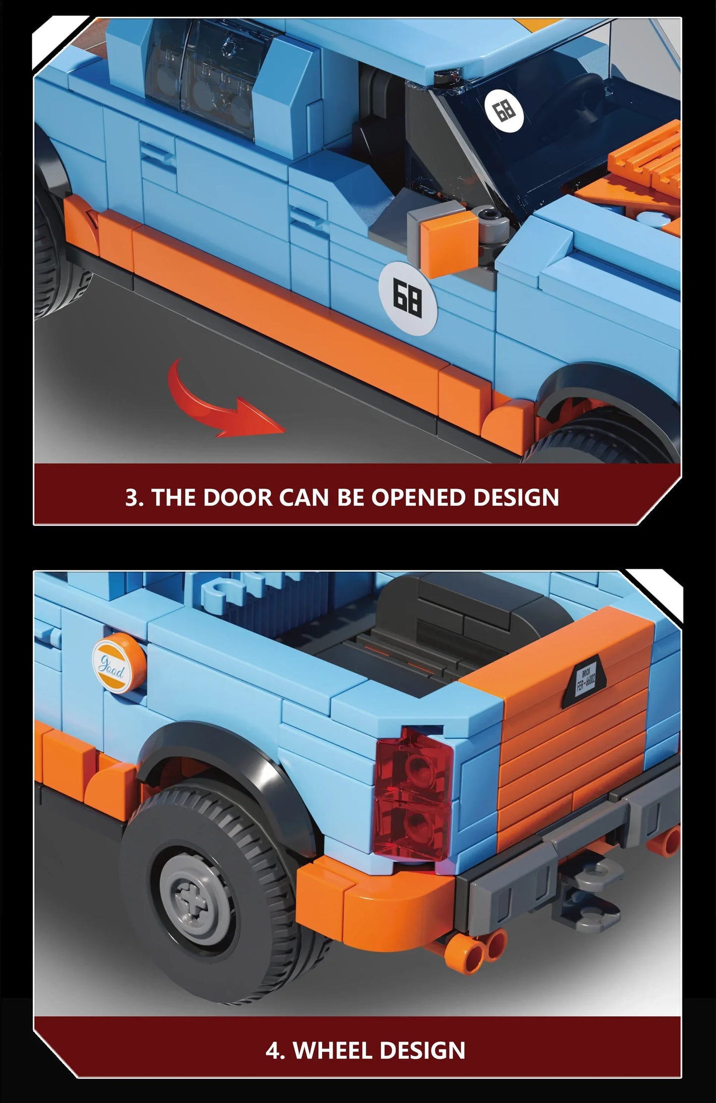 457PCS F-150 Pickup Truck Building Blocks City Freight Truck or Travel Trailer Model Bricks
